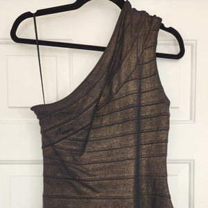 Express Body Con Black and Gold Small Dress
